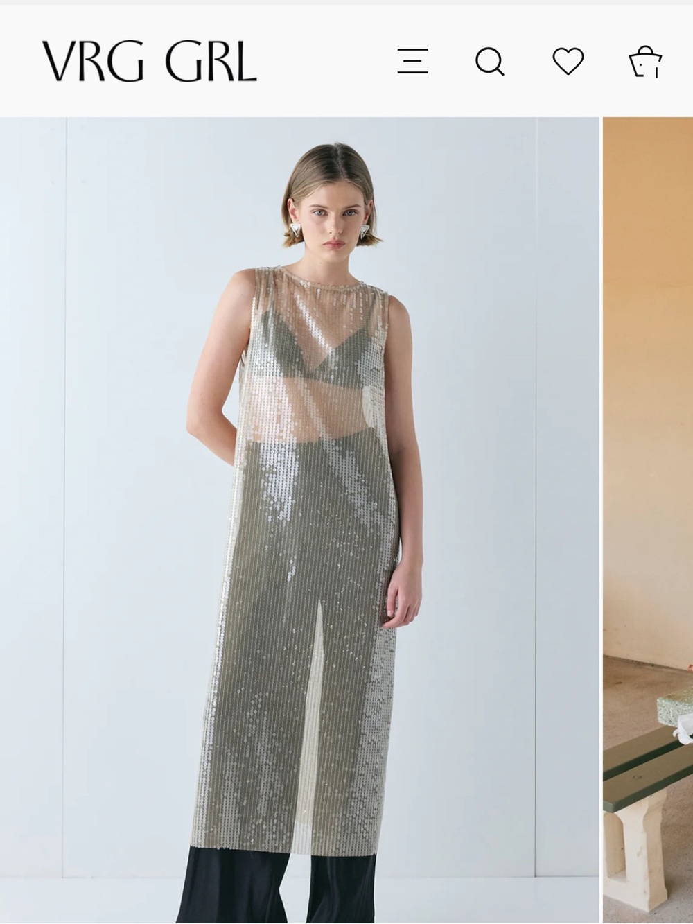 VRG GRL Silver Sequin Coverup Maxi